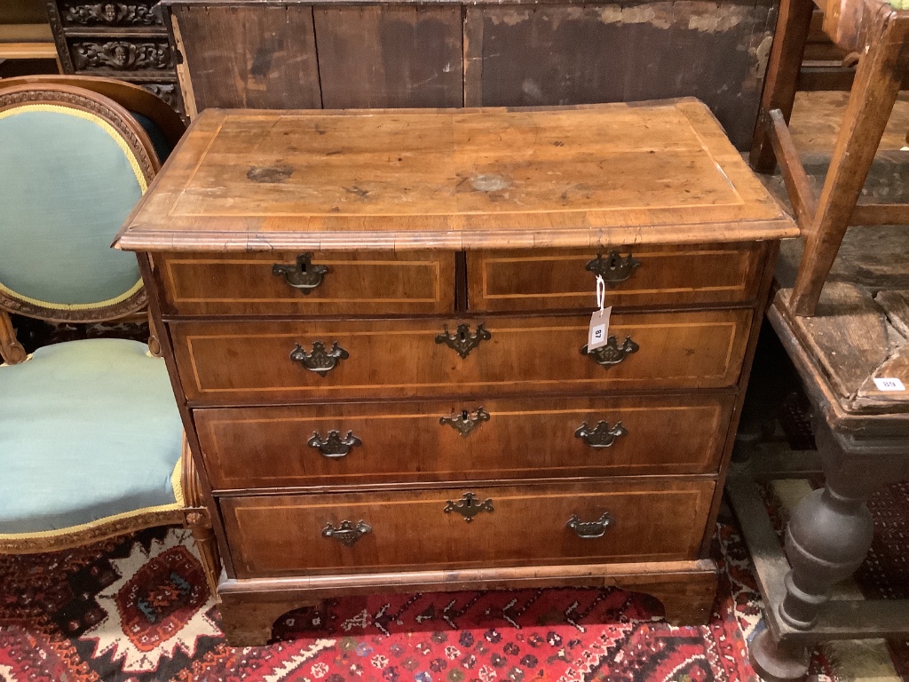 An 18th century banded walnut chest, width 95cm, depth 51cm, height 90cm